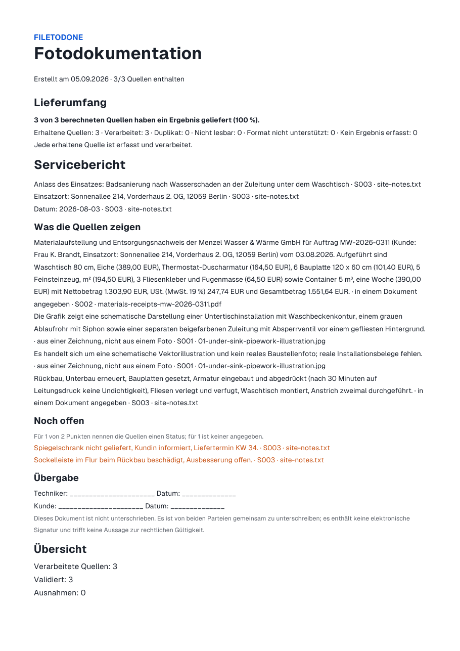 Erste Seite des Beispielberichts