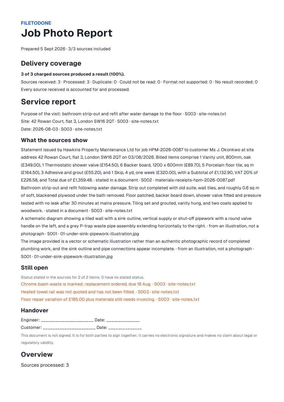 First page of the sample report