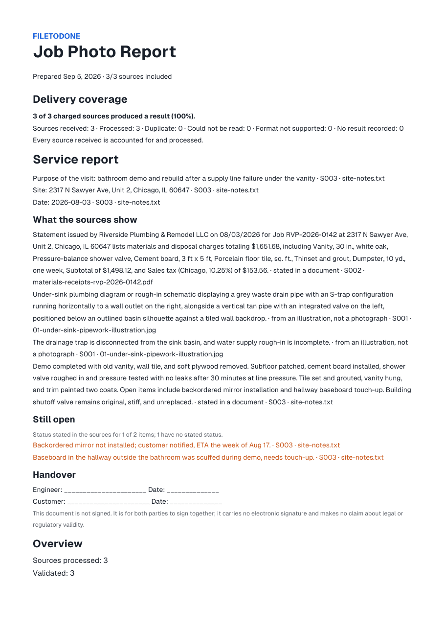 First page of the sample report