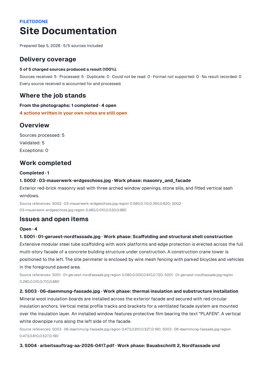 First page of the sample report
