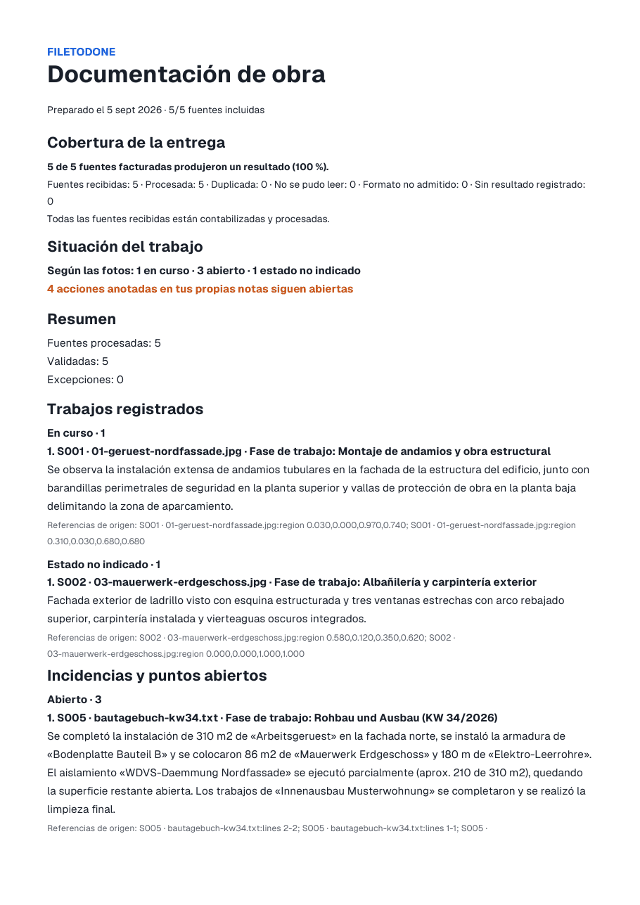 Primera página del informe de ejemplo